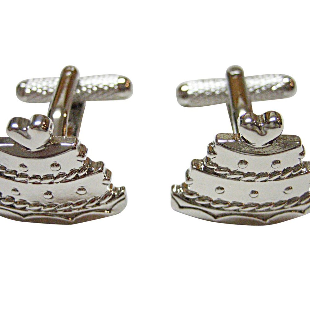 Silver Toned Cake Cufflinks